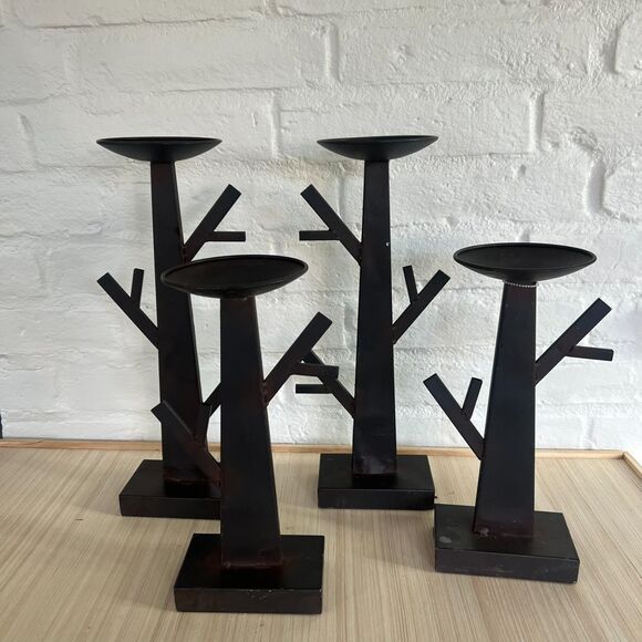 Set of 4 Modern Tree Branch Iron Candle Holders - Picture 6 of 6